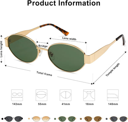 Retro Oval Sunglasses for Women Men Trendy Sun Glasses Classic Shades UV400 Protection SJ1217