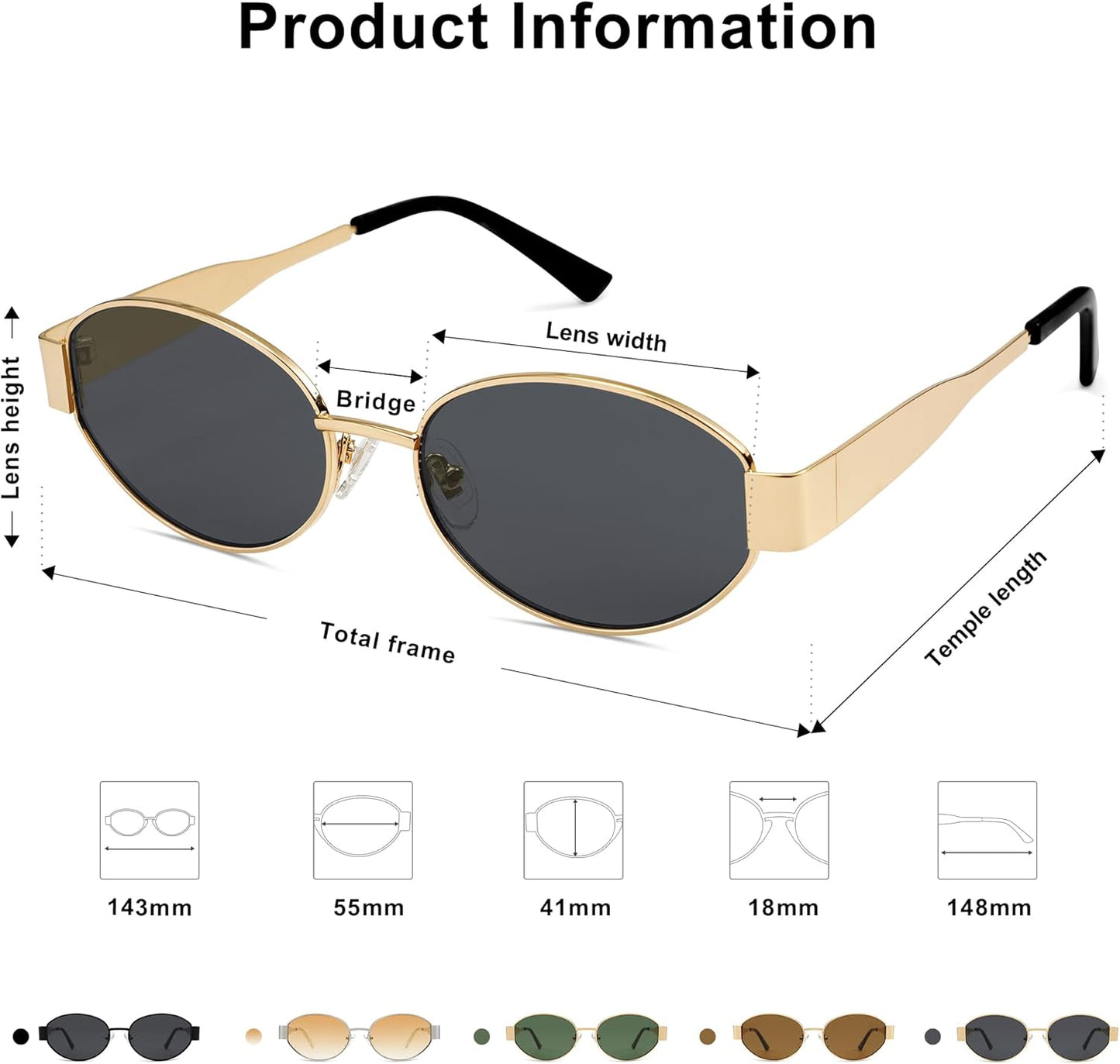 Retro Oval Sunglasses for Women Men Trendy Sun Glasses Classic Shades UV400 Protection SJ1217