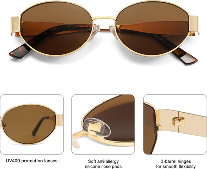 Retro Oval Sunglasses for Women Men Trendy Sun Glasses Classic Shades UV400 Protection SJ1217