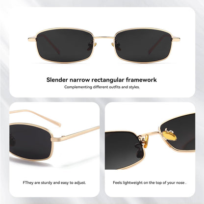 Retro Rectangle Sunglasses for Women Men Square Narrow Hip Hop Small Frame Sun Glasses